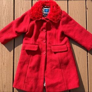 CHILDRENS PLACE GIRLS RED WOOL COAT SIZE 4T